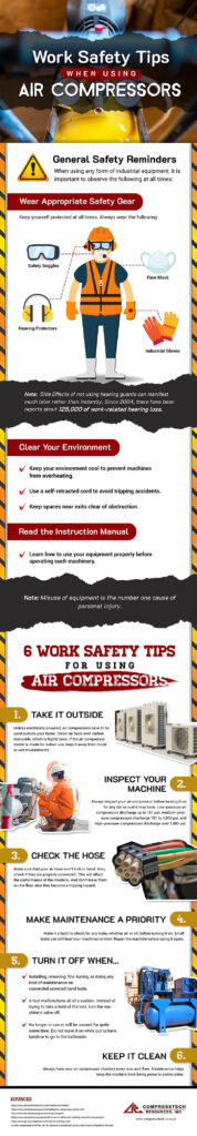 Work Safety Tips When Using Air Compressors Infographic